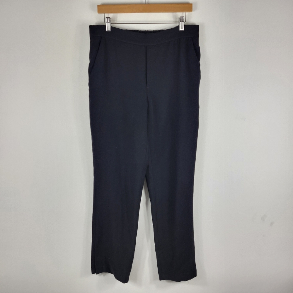 Vince Pull On Split Hem High Rise Elastic Waist Straight Ankle Trouser Pants